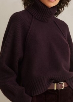 ME and EM Merino Cashmere Crop Jumper + Snood in Deep Cabernet ~ women’s dark red cropped jumpers ~ chunky knits p