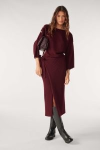 ba&sh rahlia MIDI DRESS in Red ~ chic winter knitwear fashion ~ wide sleeve wrap style knitted dresses