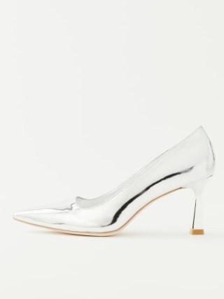 Reformation Milano Pump in Mirror Metallic – foiled leather courts – luxe high shine court shoes – luxury footwear p
