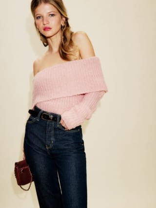 Reformation Oberon Sweater in Serenade ~ light pink bardot sweaters ~ off the shoulder jumpers ~ luxe alpaca wool jumper p