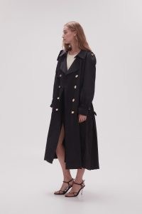 Aje Prima Pleat Trench Coat in Black – women’s chic oversized military style coats