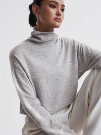 REISS ALEXIS CASHMERE WOOL FUNNEL NECK JUMPER ~ chic high neck jumpers p