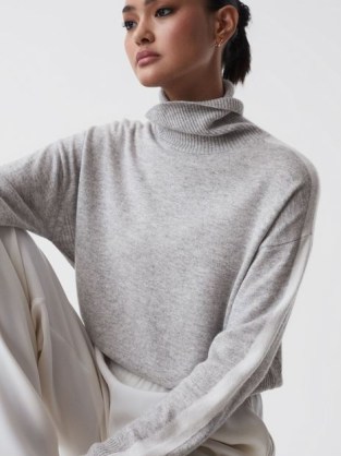 REISS ALEXIS CASHMERE WOOL FUNNEL NECK JUMPER ~ chic high neck jumpers p - flipped