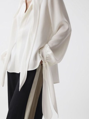 REISS GISELLE TIE DETAIL BLOUSE in IVORY / flowing fabric blouses p - flipped