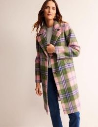 Boden Relaxed-Fit Checked Coat in Pink Check / women’s checked winter coats p
