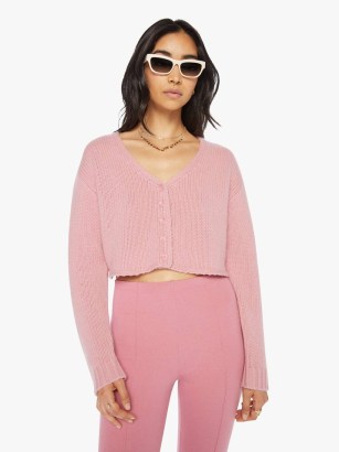 SABLYN Bianco Cardigan in Lola ~ women’s cropped baby pink cashmere cardigans p - flipped