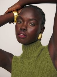 Reformation Saga Sleeveless Turtleneck Sweater in Pear ~ women’s green sleeveless high neck sweaters