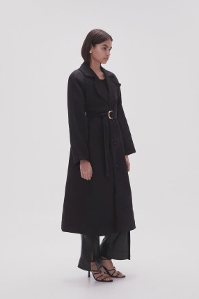 Aje Serene Belted Trench Coat in Black – women’s chic belted coats with shoulder pads - flipped