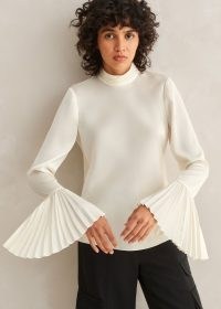 ME and EM Statement Pleat Sleeve Top in Light Cream ~ chic flared sleeved tops