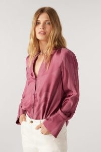 ba&sh betsey SUPER-FEMININE BLOUSE in Pink ~ fluid fabric blouses