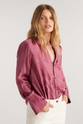 ba&sh betsey SUPER-FEMININE BLOUSE in Pink ~ fluid fabric blouses p - flipped