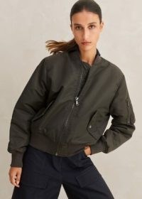Me and Em Swing Back Authentic Bomber in Dark Khaki | women’s casual utility zip up jackets