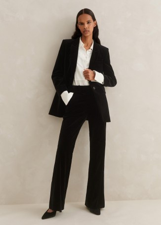me and em Velvet Flare Trouser Suit in Black – women’s luxury suits – womens matching flared trousers and blazers – luxe clothing p