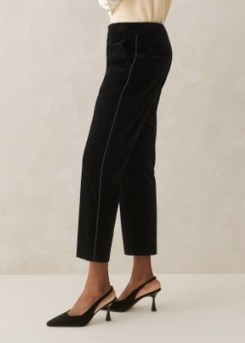 me and em Velvet Slim Crop Trouser in Black – women’s cropped trousers p - flipped