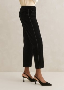 me and em Velvet Slim Crop Trouser in Black – women’s cropped trousers p
