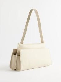ELLEME Papillon leather shoulder bag in cream – chic baguette shaped handbag – luxe handbags – double compartment handbag