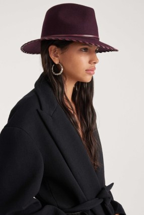 ba&sh HARCO WIDE-BRIMMED HAT in Red ~ women’s chic autumn wide brim hats ~ womens rich jewel tone coloured accessories p - flipped