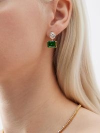 ROXANNE ASSOULIN Emerald City Float crystal earrings ~ chic evening drops ~ green and clear crystals ~ cocktail jewellery