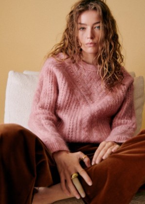 Sezane JAKE JUMPER in Medium Rosewood | women’s pink round neck jumpers | fluffy knits - flipped