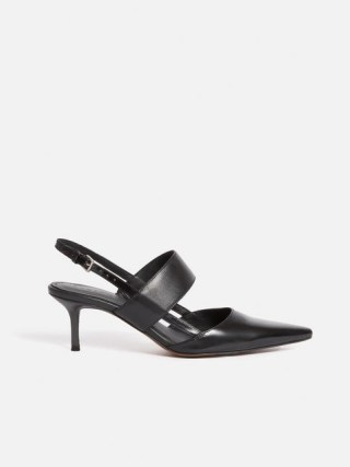 JIGSAW Russo Kitten Heel in Black ~ chic pointy slingbacks ~ pointed slingback shoes - flipped