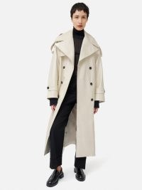 JIGSAW Nelson Patent Trench Coat Cream ~ women’s luxe longline faux leather coats