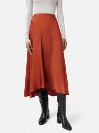 JIGSAW Satin Bias Asymmetric Skirt Orange ~ silky asymmetrical skirts