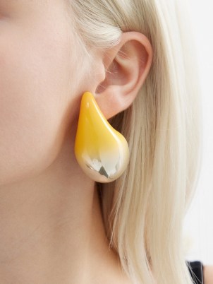 BOTTEGA VENETA Yellow Dégradé sterling-silver drop earrings ~ large contemporary drops ~ chic statement jewellery - flipped