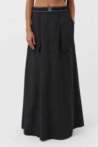 CAMILLA AND MARC Azure Cotton Maxi Skirt in Black | women’s long length skirts