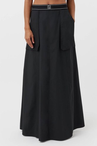 CAMILLA AND MARC Azure Cotton Maxi Skirt in Black | women’s long length skirts