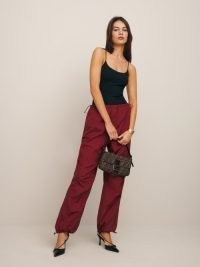 Reformation Camden Pant in Chianti ~ women’s dark red relaxed fit cuffed trousers ~ womens sustainable fashion
