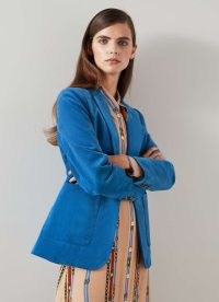 L.K. BENNETT Deborah Blue Cotton Cord Jacket ~ women’s single button corduroy jackets