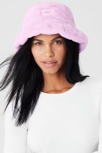 alo FAUX FUR BUCKET HAT SUGARPLUM PINK – fluffy winter hats
