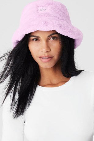alo FAUX FUR BUCKET HAT SUGARPLUM PINK – fluffy winter hats