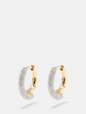 OTIUMBERG Chaos small crystal & 14kt gold-vermeil earrings – neat hoops with pavé cubic zirconia crystals - flipped