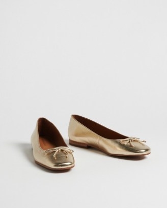 OLIVER BONAS Gold Metallic Leather Ballet Flats | luxe style ballerinas