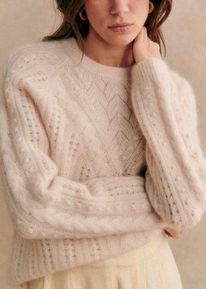 Sezane JAKE JUMPER in Vanilla | fluffy luxe style round neck jumpers