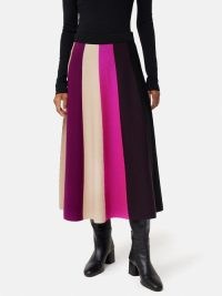 JIGSAW Merino Colourblock Knit Skirt in Multi / tonal pink and purple colour block skirts