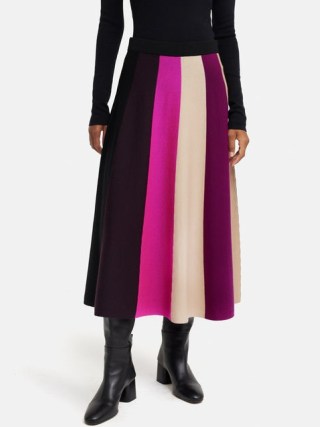 JIGSAW Merino Colourblock Knit Skirt in Multi / tonal pink and purple colour block skirts - flipped