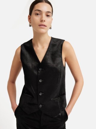 JIGSAW Velvet Tailored Waistcoat in Black ~ women’s evening occasion waistcoats ~ luxe clothing - flipped