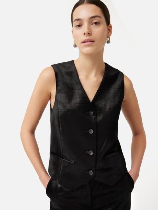 JIGSAW Velvet Tailored Waistcoat in Black ~ women’s evening occasion waistcoats ~ luxe clothing