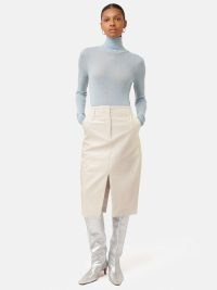 Jigsaw Patent Pencil Skirt in Cream | off white skirts