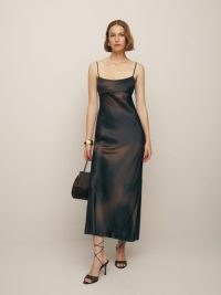 Reformation Kailyn Silk Dress in Studio ~ silky spaghetti shoulder strap evening dresses