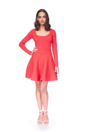 Cara Cara Lisha Dress in Bright Red / long sleeve scoop neck fit and ...