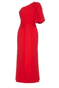 Cara Cara Lucia Dress in High Risk Red / bright one shoulder dresses / asymmetric neckline