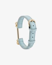 STRATHBERRY MUSIC BAR BRACELET in Croc-Embossed Leather Duck Egg Blue – buckle closure bracelets – contemporary jewellery