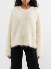 TOTEME Boxy alpaca-blend sweater in cream | fluffy luxe sweaters | women’s luxury relaxed fit jumper