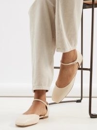 Aeyde Uma leather Mary Jane flats in cream ~ chic flat Mary Janes
