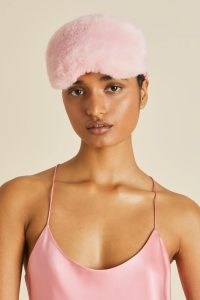 OLIVIA von HALLE AUDREY PINK FAUX FUR EYE MASK in Flamingo Pink / fluffy eye masks / luxe Xmas gifts for her / luxury christmas gift