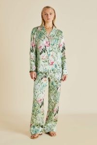 OLIVIA von HALLE LILA EFFIE GREEN FLORAL SILK SATIN PYJAMAS / women’s luxury pyjama set / womens luxe sleepwear / luxe nightwear