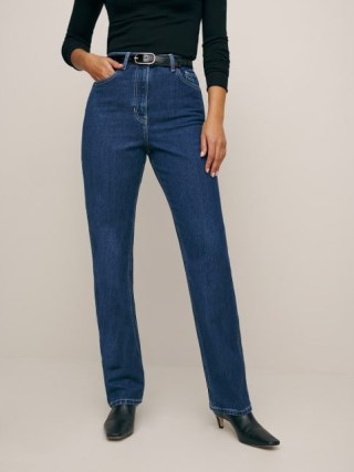 Reformation Pamela Ultra High Rise Straight Leg Jeans Wallis ~ women’s blue denim clothing - flipped
